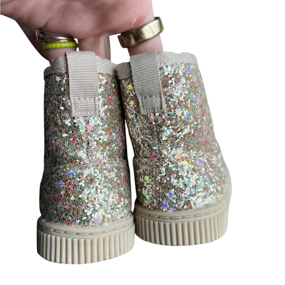 Cat & Jack Gold Sparkle Glitter Toddler Arlo‎ Shearling Style Boots 6
